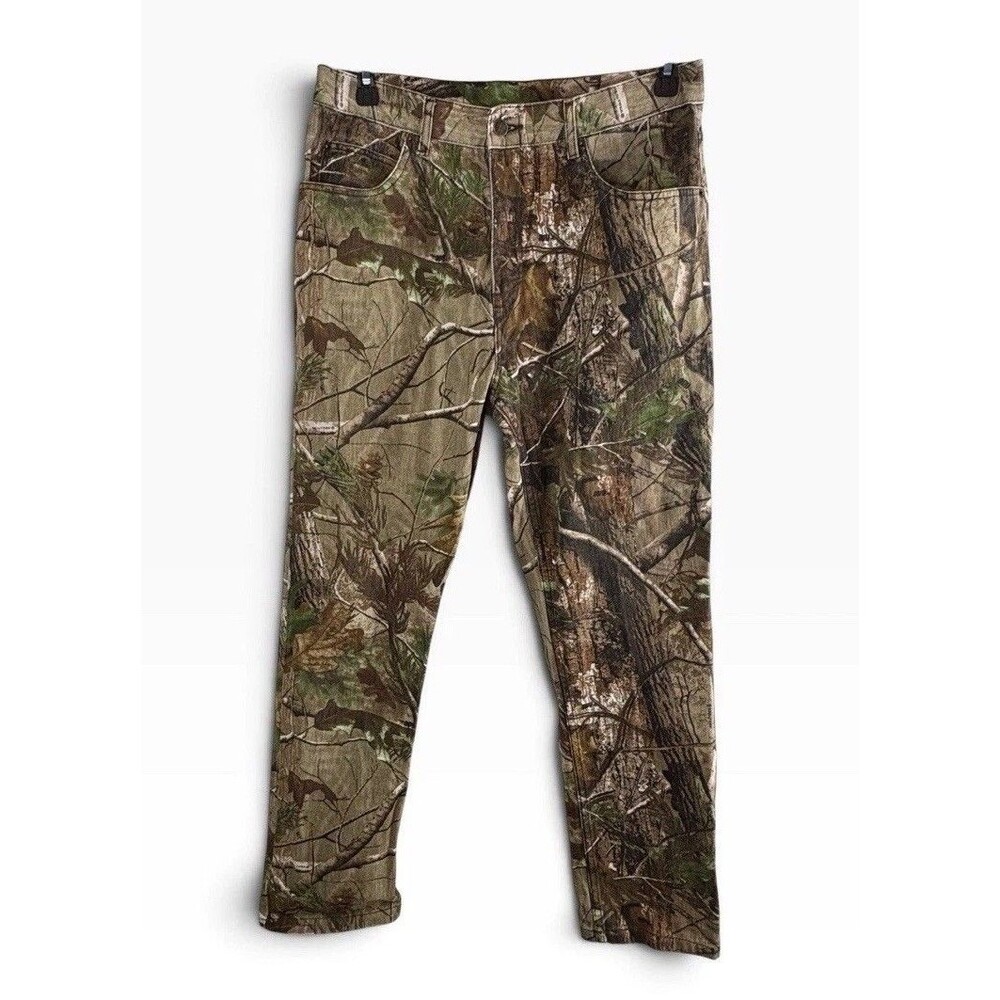 Ranger Mens Jeans Size 36 Green Brown Camouflage Hunting Fishing Pockets
